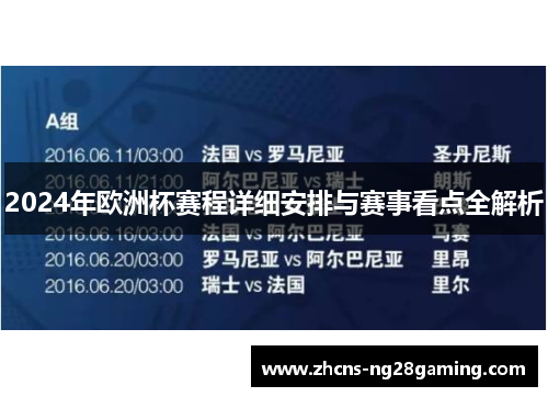 2024年欧洲杯赛程详细安排与赛事看点全解析 2024年欧洲杯赛程详细安排与赛事看点全解析